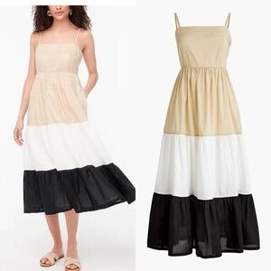JCrew Factory Square-Neck Tiered Color-block Dress sz 8 NWT